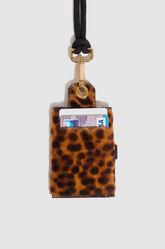 Les Minis - Porte-clé à clapet en cuir imprimé léopard gris