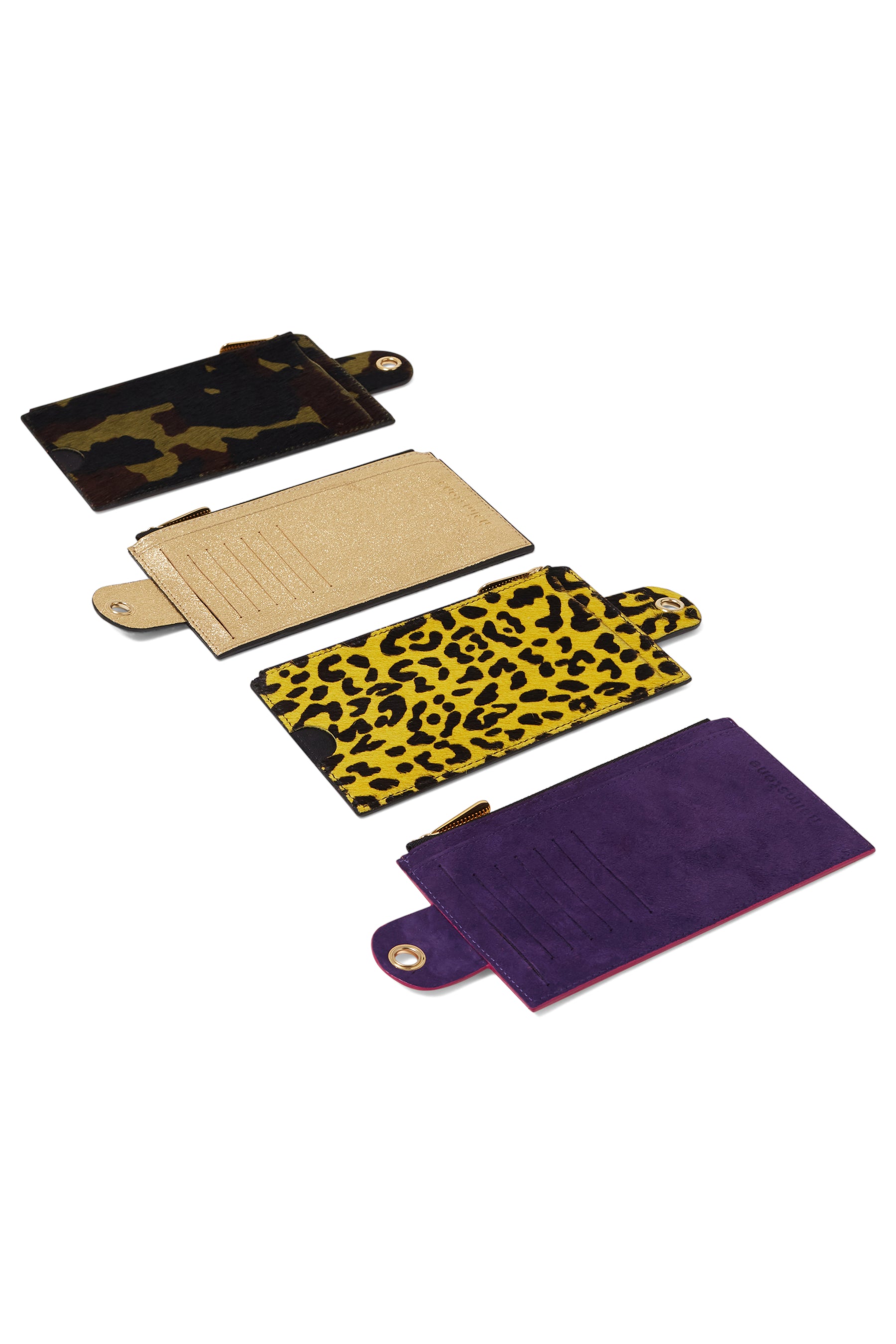 The Minis - Large neck wallet in Orange & Purple suede