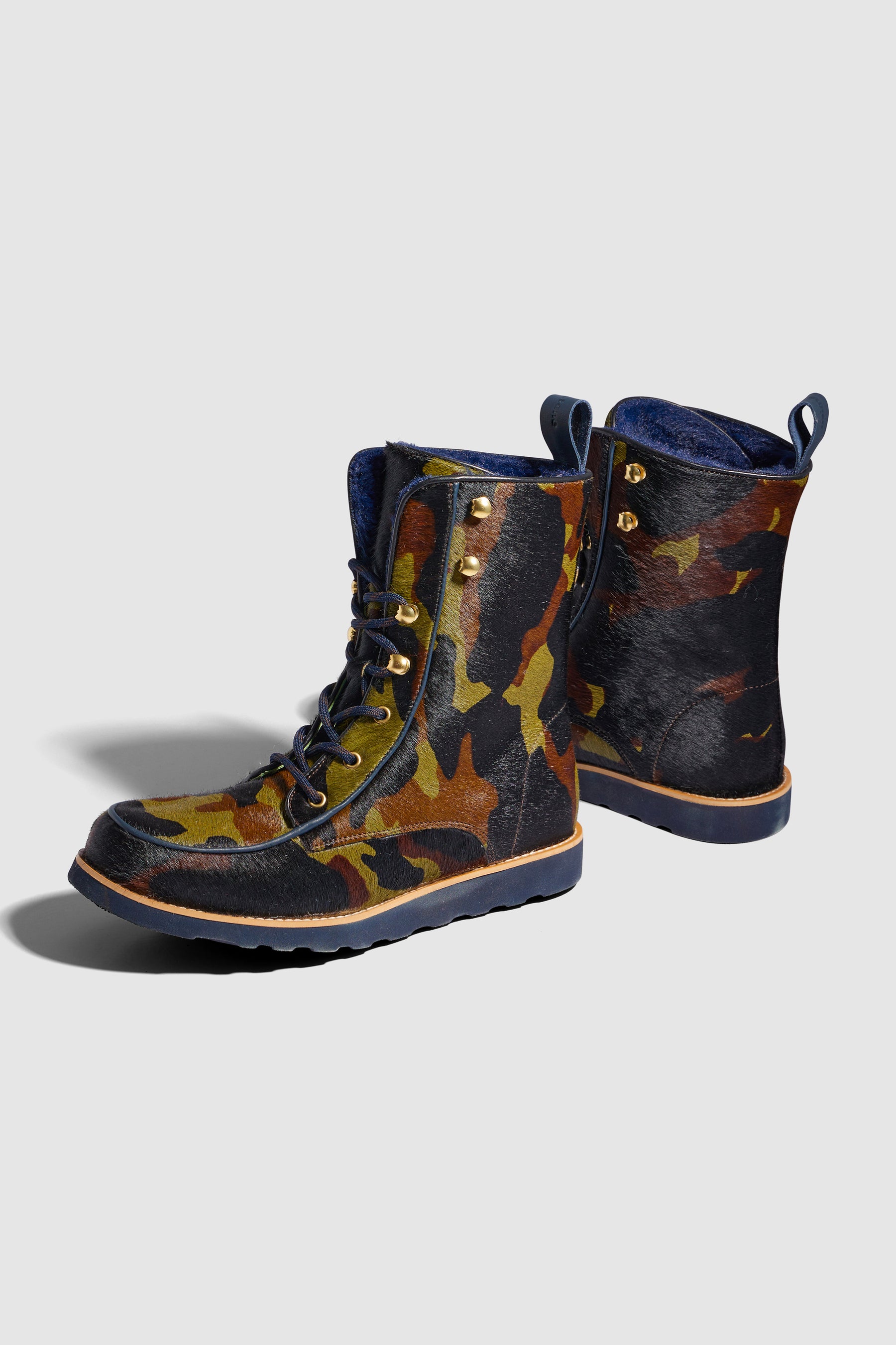 Mountain boots en cuir imprimé Camouflage