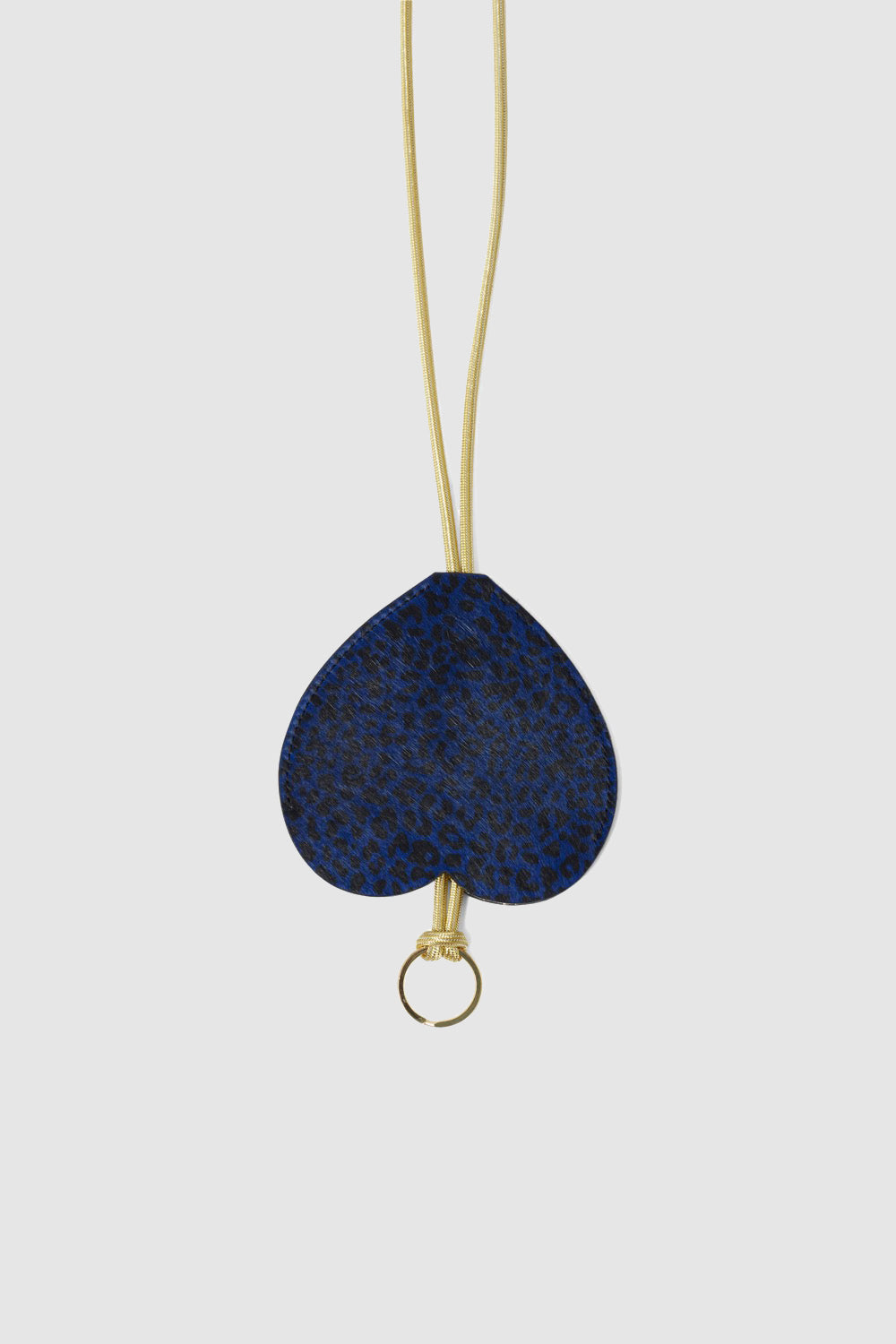 The Minis - Long Heart Keychain in blue Cheetah leather